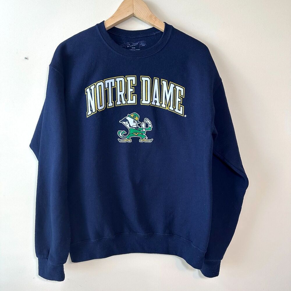Vintage Notre Dame Fighting Irish Varsity Crewneck Sweatshirt Navy Size Medium M